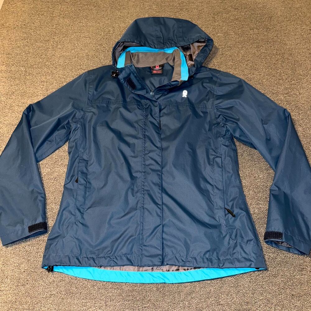 Little Donkey Andy Waterproof Rain Jacket Women’s Small Blue Hooded Windbreaker